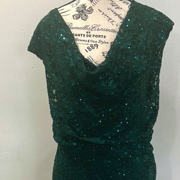 Dressbarn Green Sequin Cowl Neck Midi Dress Plus Size 22 NWT - Picture 3 of 14